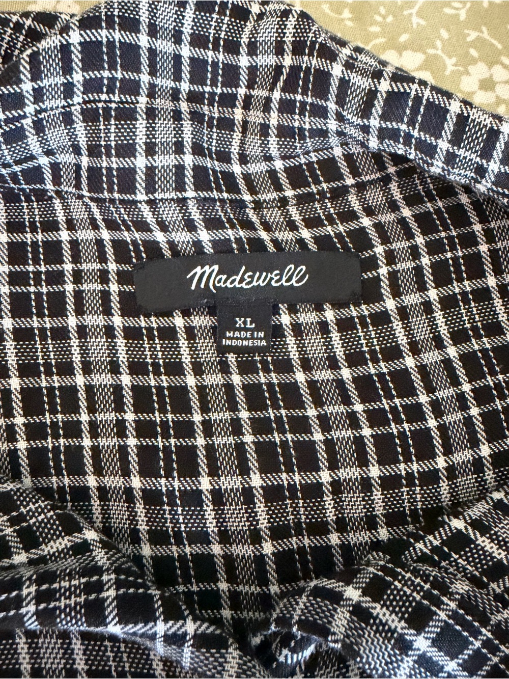 Madewell Black White Plaid Flannel Shirt Dress Size XL - Picture 4 of 7